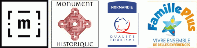 Logos Musées de France - Monument historique - Normandie Qualité Tourisme - Famille plus