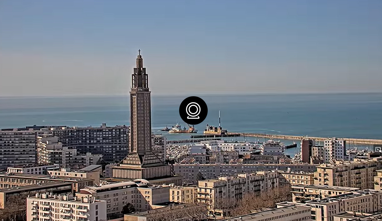 Vue du centre-ville du Havre en temps réel