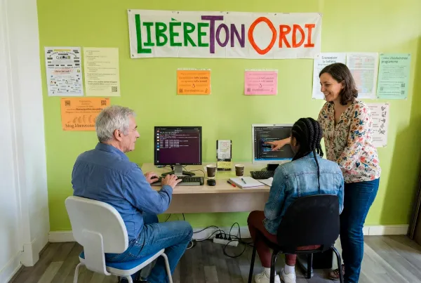 Participants à un atelier d'installation de Linux