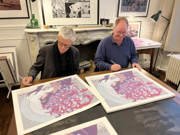 François Schuiten et Laurent Durieux, créateurs des illustrations de Sur les épaules des géants