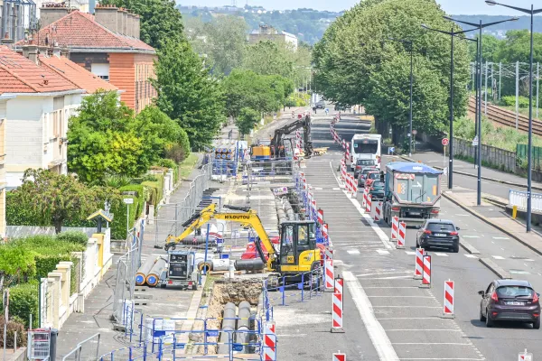 Travaux du réseau de chaleur Le Havre Sud sur l'avenur Jean Jaurès