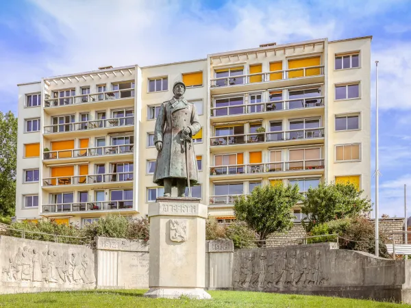 La place Clémenceau avec la statue d'Albert Ier